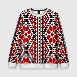 Свитшот детский Вышивка геометрический узор крест, цвет: 3D-белый