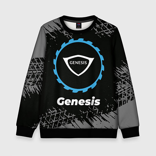 Детский свитшот Genesis в стиле Top Gear со следами шин на фоне / 3D-Черный – фото 1