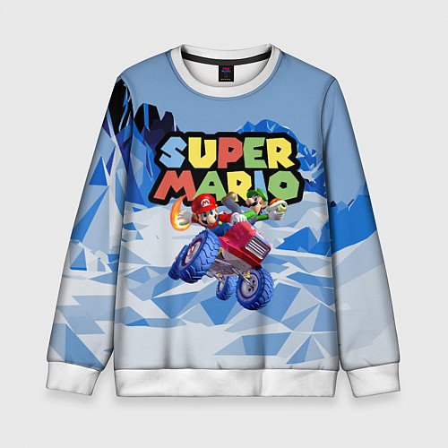 Детский свитшот Марио и Луиджи гонщики - Super Mario / 3D-Белый – фото 1
