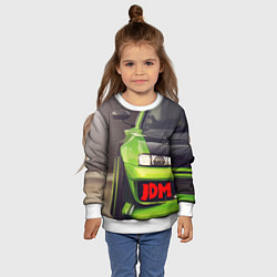 Свитшот детский JDM машина зеленая тюнингованная, цвет: 3D-белый — фото 2