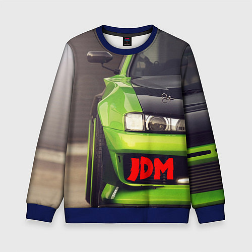 Детский свитшот JDM машина зеленая тюнингованная / 3D-Синий – фото 1