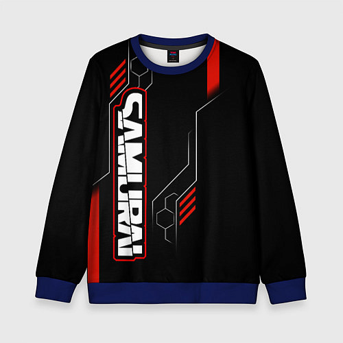 Детский свитшот Samurai - Красный техно - Киберпанк / 3D-Синий – фото 1