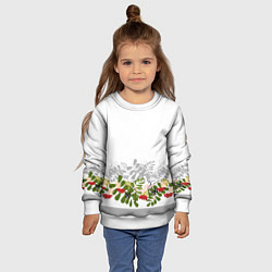 Свитшот детский Веточки красной рябины с бабочками, цвет: 3D-белый — фото 2