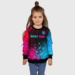 Свитшот детский West Ham - neon gradient: символ сверху, цвет: 3D-черный — фото 2