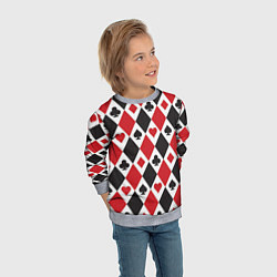 Свитшот детский Фон из карточных мастей, цвет: 3D-меланж — фото 2