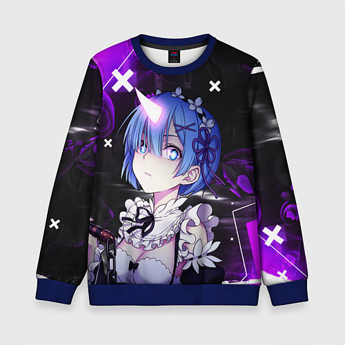 Детский свитшот Rem - ReZero - Абстракция / 3D-Синий – фото 1