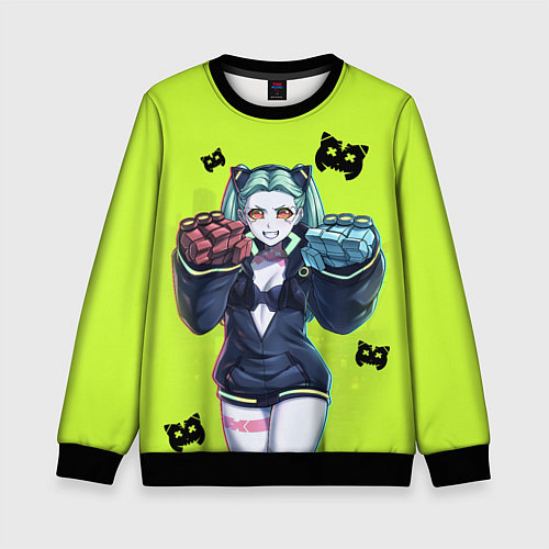 Детский свитшот Ребекка из аниме Cyberpunk Edgerunners / 3D-Черный – фото 1