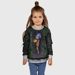 Свитшот детский Ведьма с тыквой и в крутых колготках - Halloween, цвет: 3D-меланж — фото 2