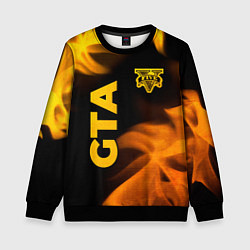Свитшот детский GTA - gold gradient: надпись, символ, цвет: 3D-черный