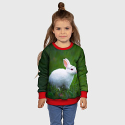 Свитшот детский Кролик на фоне травы, цвет: 3D-красный — фото 2