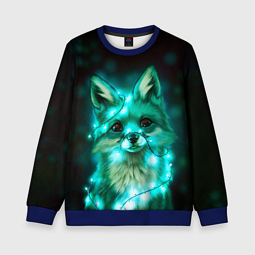 Детский свитшот Неоновый лис / 3D-Синий – фото 1