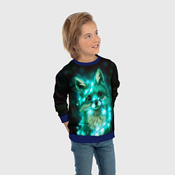 Свитшот детский Неоновый лис, цвет: 3D-синий — фото 2