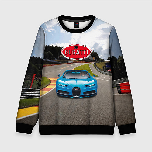 Детский свитшот Bugatti - motorsport - гоночная трасса / 3D-Черный – фото 1