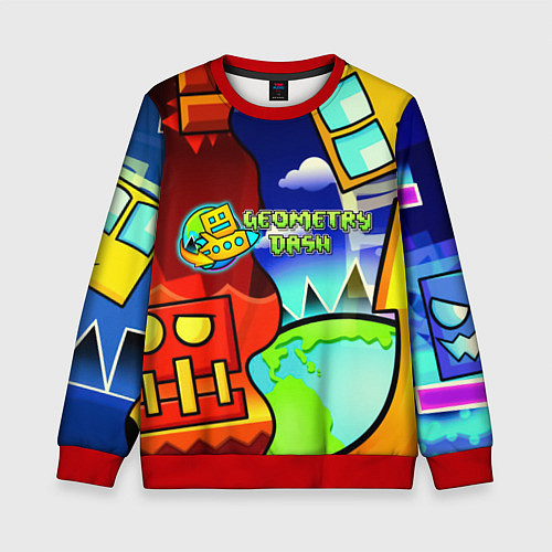 Детский свитшот Geometry dash world / 3D-Красный – фото 1