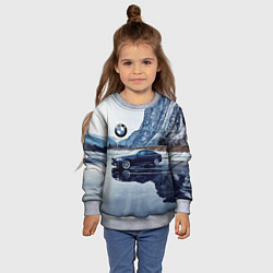 Свитшот детский БМВ у горного озера, цвет: 3D-меланж — фото 2