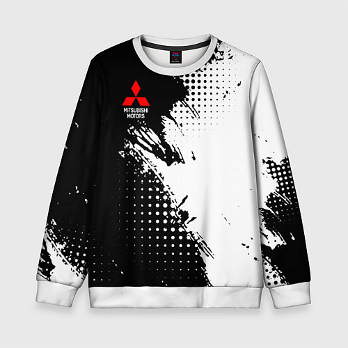 Детский свитшот Mitsubishi - черно-белая абстракция / 3D-Белый – фото 1