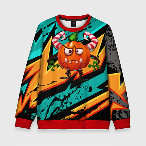 Детский свитшот Злая тыква / 3D-Красный – фото 1