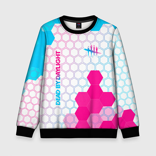 Детский свитшот Dead by Daylight neon gradient style: надпись, сим / 3D-Черный – фото 1