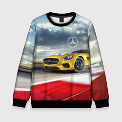 Свитшот детский Mercedes AMG V8 Biturbo на трассе, цвет: 3D-черный
