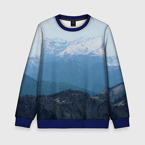 Детский свитшот Кавказские горы / 3D-Синий – фото 1