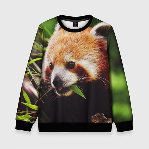 Детский свитшот Красная милая панда / 3D-Черный – фото 1