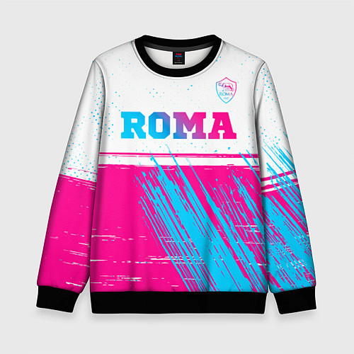 Детский свитшот Roma neon gradient style: символ сверху / 3D-Черный – фото 1