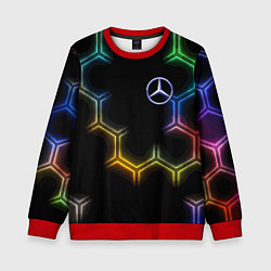 Свитшот детский Mercedes - neon pattern, цвет: 3D-красный