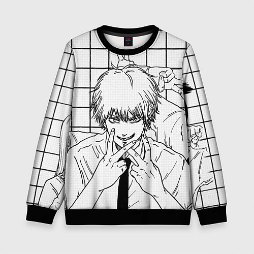 Детский свитшот Человек бензопила - Кадр манги / 3D-Черный – фото 1