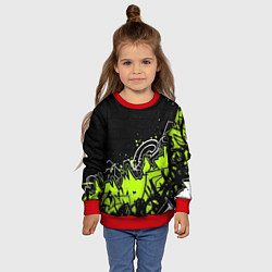 Свитшот детский Яркое граффити на черной стене, цвет: 3D-красный — фото 2