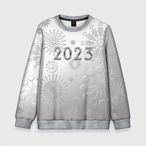 Детский свитшот Новый год 2023 в снежинках / 3D-Меланж – фото 1