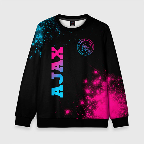 Детский свитшот Ajax - neon gradient: надпись, символ / 3D-Черный – фото 1