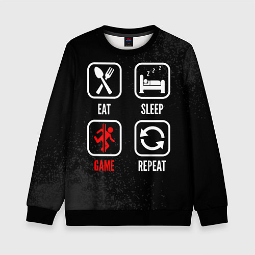 Детский свитшот Eat, sleep, Portal, repeat / 3D-Черный – фото 1
