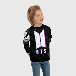 Свитшот детский BTS - Неоновый логотип, цвет: 3D-черный — фото 2