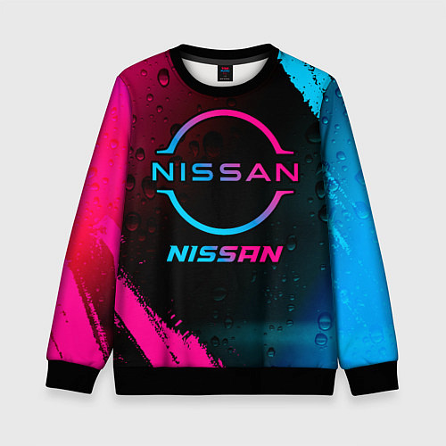 Детский свитшот Nissan - neon gradient / 3D-Черный – фото 1