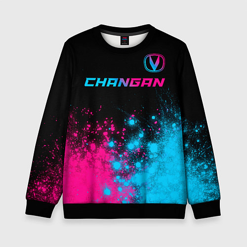 Детский свитшот Changan - neon gradient: символ сверху / 3D-Черный – фото 1