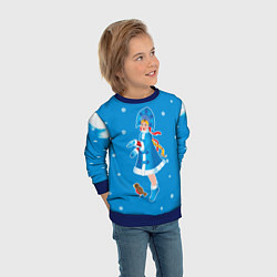 Свитшот детский Снегурочка и снежинки, цвет: 3D-синий — фото 2
