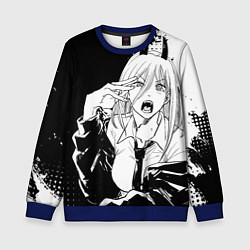 Свитшот детский Возмущенная Пауэр - Человек бензопила, цвет: 3D-синий