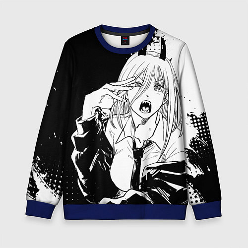 Детский свитшот Возмущенная Пауэр - Человек бензопила / 3D-Синий – фото 1