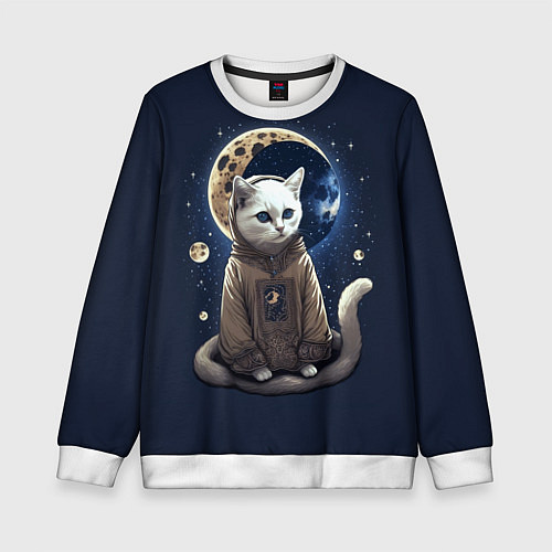 Детский свитшот Лунный котик / 3D-Белый – фото 1