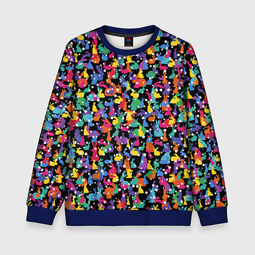 Детский свитшот Разноцветные кролики / 3D-Синий – фото 1