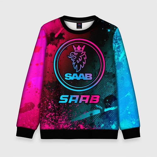 Детский свитшот Saab - neon gradient / 3D-Черный – фото 1