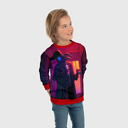Свитшот детский Странный чумной доктор в стиле Cyberpunk, цвет: 3D-красный — фото 2