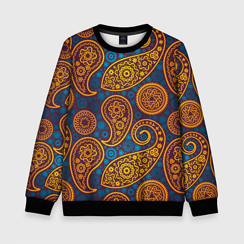 Детский свитшот Узор Пейсли - индийский орнамент / 3D-Черный – фото 1
