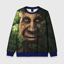 Свитшот детский Дерево с лицом мем Мудрое дерево, цвет: 3D-синий