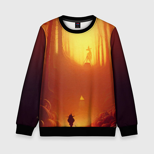 Детский свитшот Темная ведьма колдует в жутком лесу / 3D-Черный – фото 1