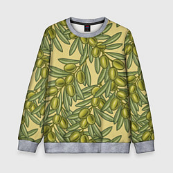 Свитшот детский Винтажные ветви оливок, цвет: 3D-меланж