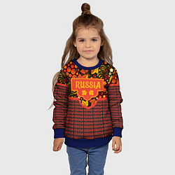 Свитшот детский Хохломская роспись - символы России, цвет: 3D-синий — фото 2