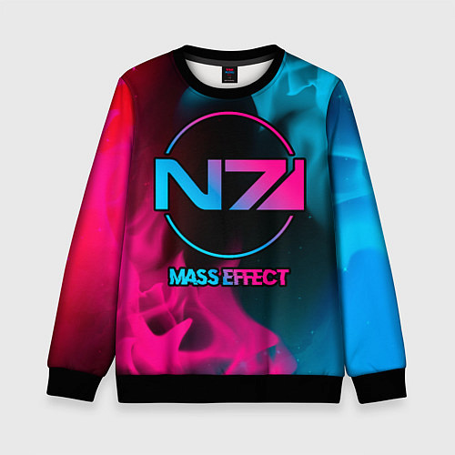 Детский свитшот Mass Effect - neon gradient / 3D-Черный – фото 1