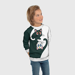 Свитшот детский Луна и Артемис инь-янь, цвет: 3D-белый — фото 2