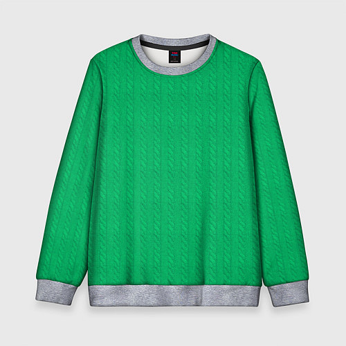 Детский свитшот Зеленый вязаный свитер / 3D-Меланж – фото 1